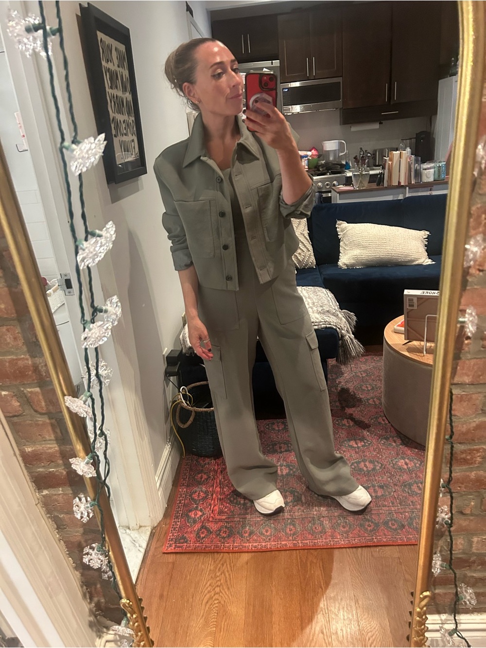 Aritzia Crepette Cordial Cargo Jumpsuit Size 4 + Little Cropped Jacket Size M